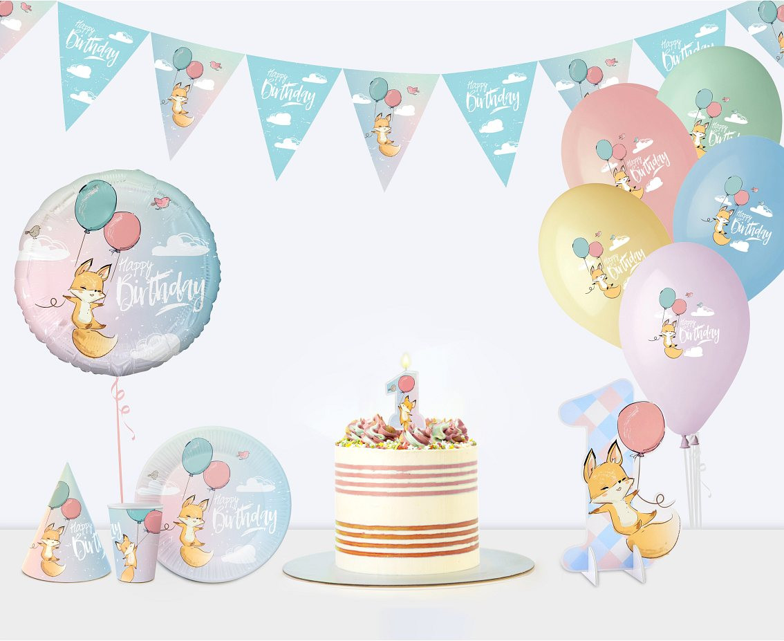 Foil balloon Fox (Happy Birthday), 18" EOL